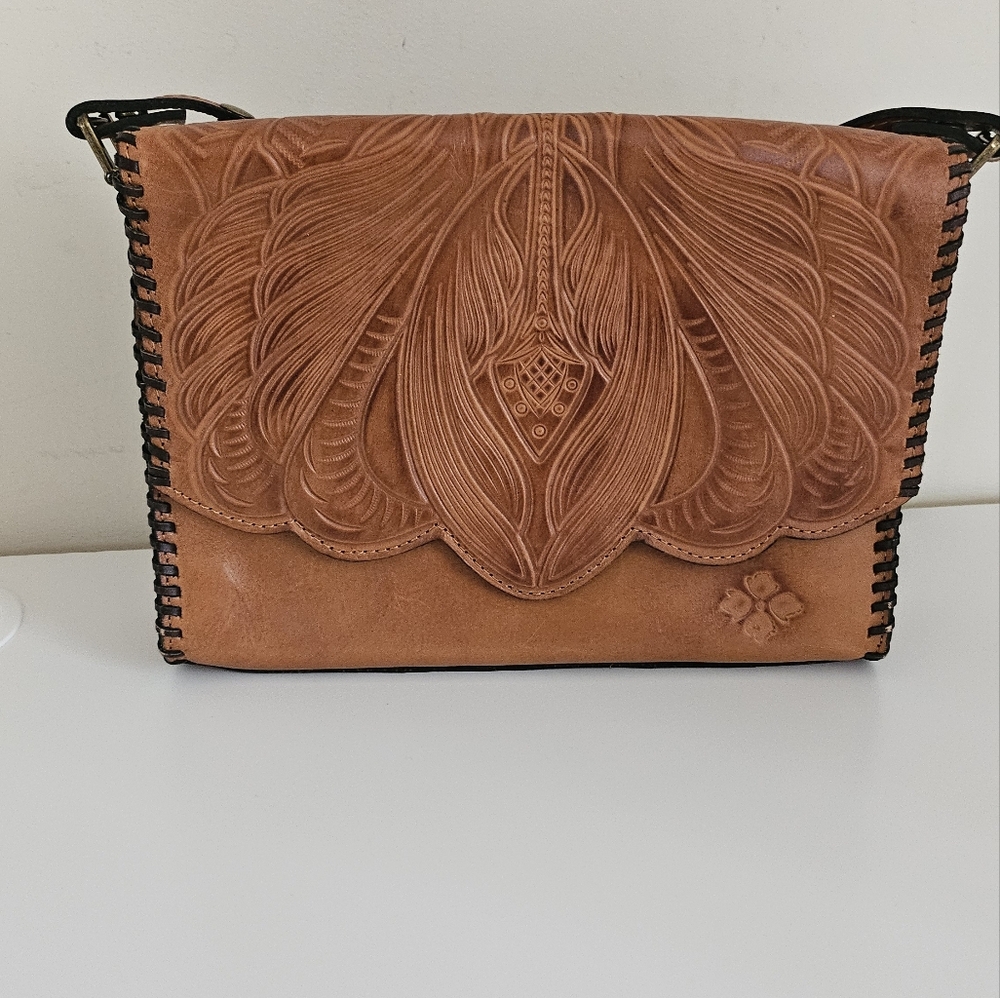 Patricia Nash Tooled Leather Sarola Crossbody Burnt Coral Bag Purse Western - Picture 4 of 12